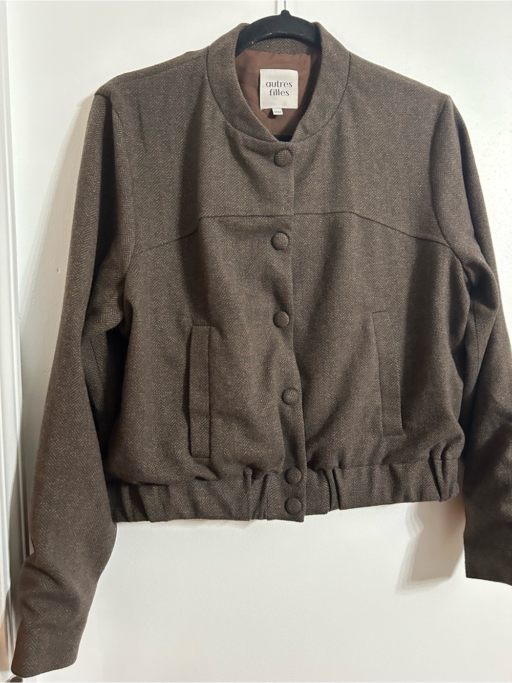 Autres Filles Brown Herringbone Bomber Jacket